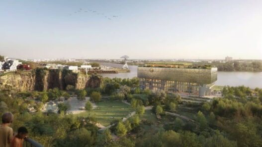 La Cité des imaginaires et le Jardin extraordinaire vus depuis le Square Maurice-Schwob