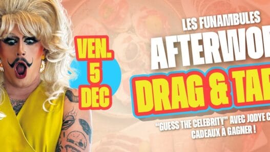 Femme en costume de drag queen pour événement après-work Drag & Step à Nantes.