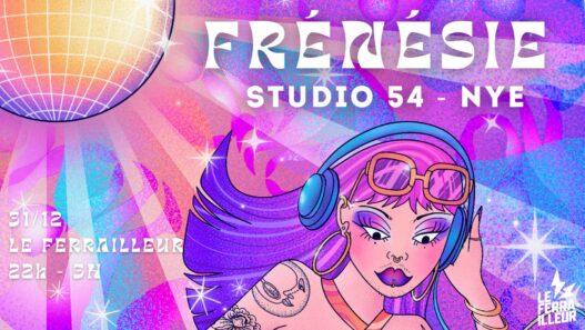 DJ fille avec casque coloré dans une ambiance festive, promotion d’un événement à Nantes.