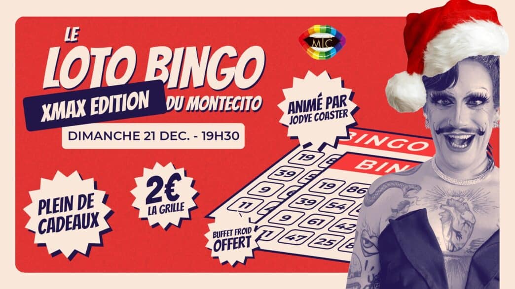 Loto bingo de Noël à Nantes, animation festive avec Jovy Coaster, cartons à 2€, buffet offert, ambiance conviviale.