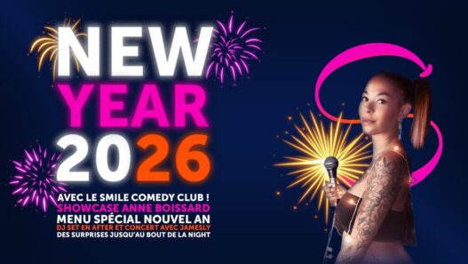 Fête du Nouvel An 2026 à Nantes, soirée avec spectacle, DJ et surprises au Smile Comedy Club.