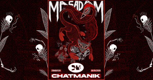 1. Affiche événement techno Chat Manik à Nantes, ambiance sombre et graphique.