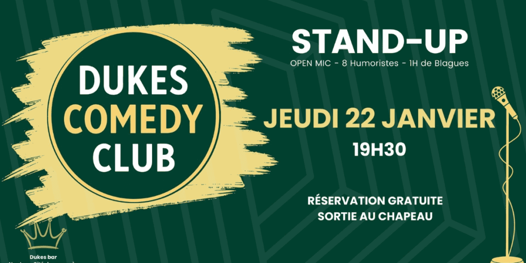 Ducs Comedy Club, soirée stand-up à Nantes, humour et blagues le 22 janvier à 19h30, réservation gratuite.