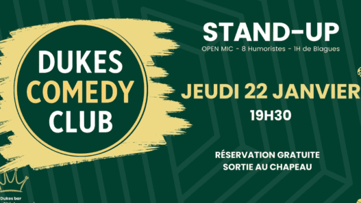 Ducs Comedy Club, soirée stand-up à Nantes, humour et blagues le 22 janvier à 19h30, réservation gratuite.