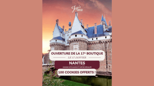 Château à Nantes, ouverture de boutique, cookies gratuits, décoration de château, événement à Nantes.