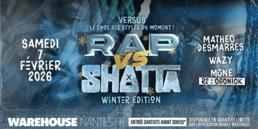 Versus rap et skate, événement hiver 2026 à Nantes, avec artistes réputés et démo skate.
