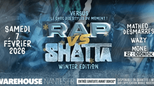 Versus rap et skate, événement hiver 2026 à Nantes, avec artistes réputés et démo skate.