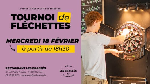 Fléchettes, tournoi de fléchettes à Nantes, soirée jeux, animation sportive, restaurant Les Brassés Nantes.