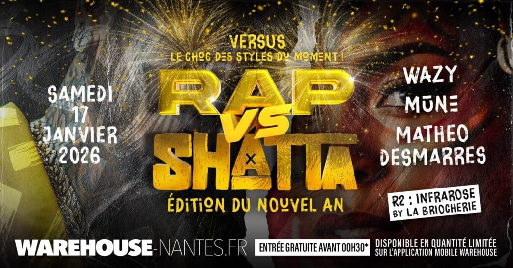 RAP vs SHATTA concert graffiti, événement hip-hop Nantes, spectacle rap, nuit culturelle à Nantes.