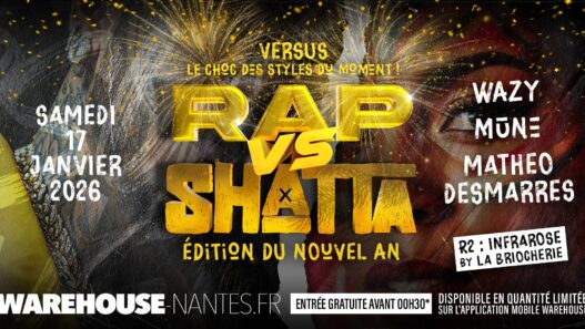 RAP vs SHATTA concert graffiti, événement hip-hop Nantes, spectacle rap, nuit culturelle à Nantes.