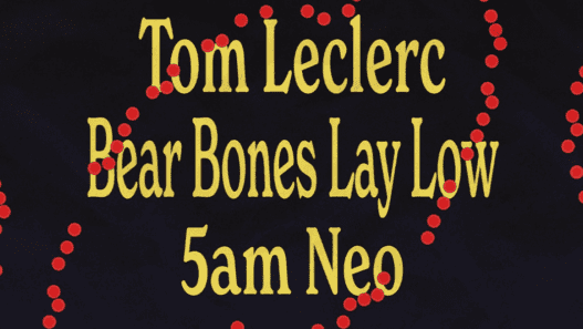 Affiche promotionnelle pour le concert de Tom Leclerc Bear Bones Lay Low à 5h du matin Neo.