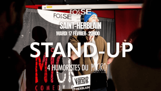 Spectacle de stand-up au V and B de Saint-Herblain, soirée humoristique avec des humoristes locaux.