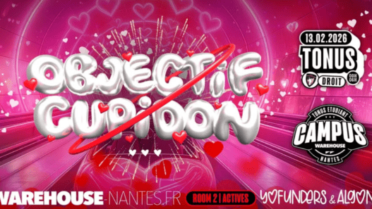 Soirée Saint-Valentin Warehouse avec ambiance romantique et décor cœur.