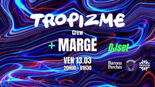 Affiche du DJ set Tropizme et Marge à Nantes, soirée électro.