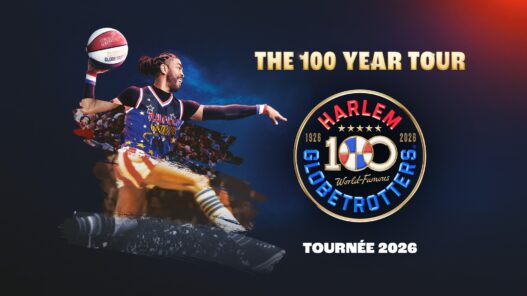 Joueur de basketball Harlem Globetrotters en action lors du tournoi 2026.