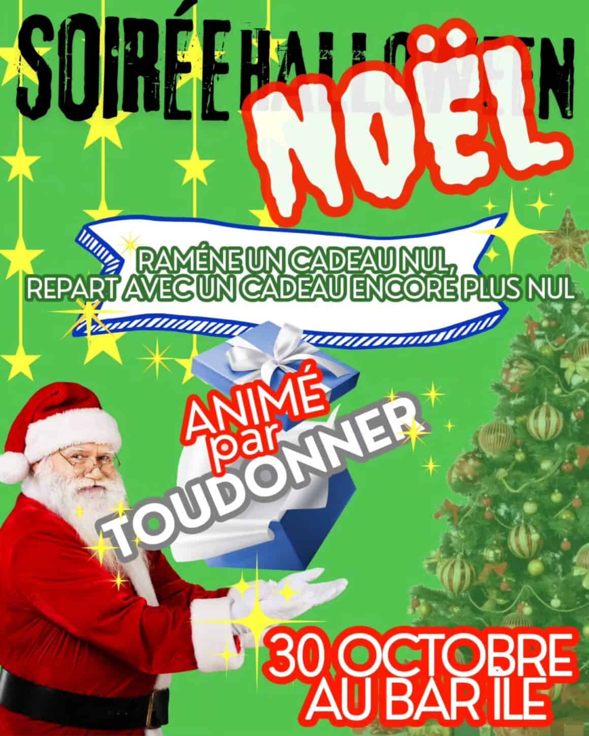 Visuel soirée noël avant l'heure au Bar île