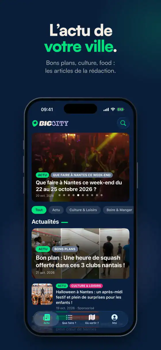 Planche « L'actu de votre ville » : l'onglet Actu, avec la sélection à la une et les derniers articles.